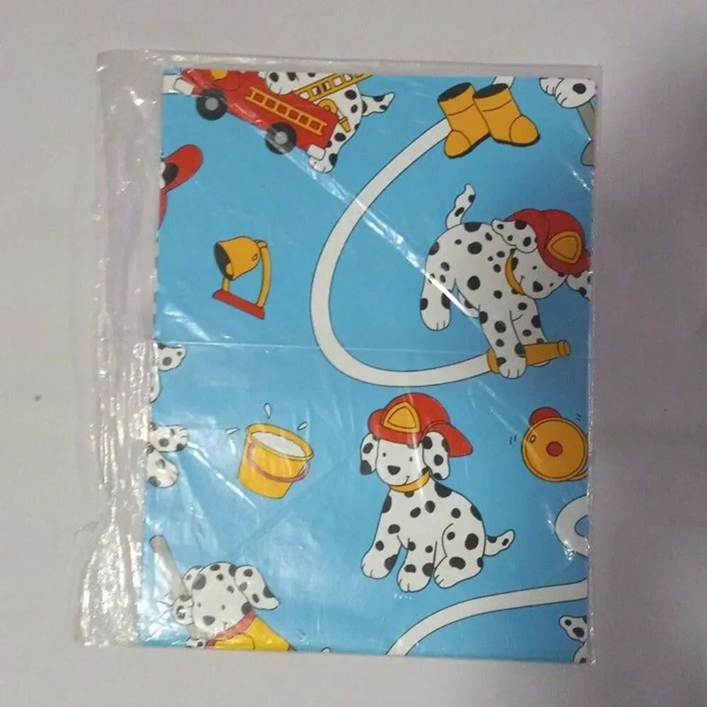 Vintage American Greetings Fireman Dalmatian Gift Wrap Sheets-FW1118F-NEW
